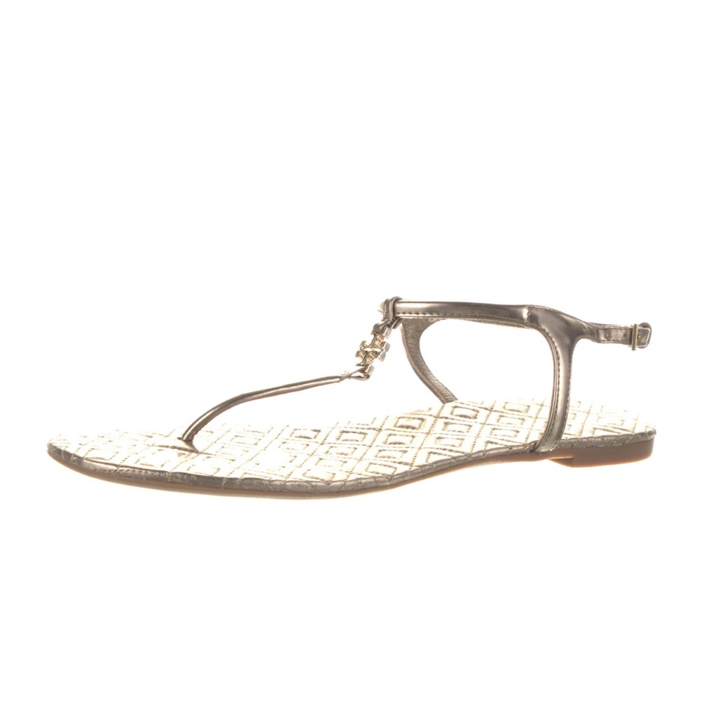 TORY BURCH PATENT LEATHER PRINTED T-STRAP SANDALS 🩴